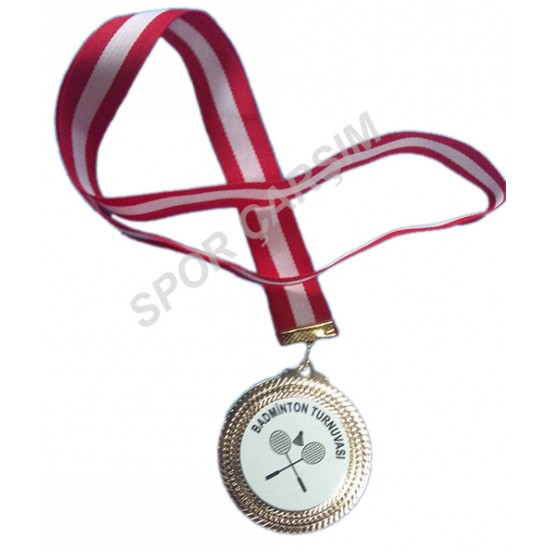 Altın Madalya 10 Adet Badminton Baskılı Figürü Krom Üzerine Baskılı
