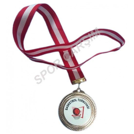 Altın Madalya 10 Adet Basketbol  Baskılı Figürü Krom Üzerine Baskılı