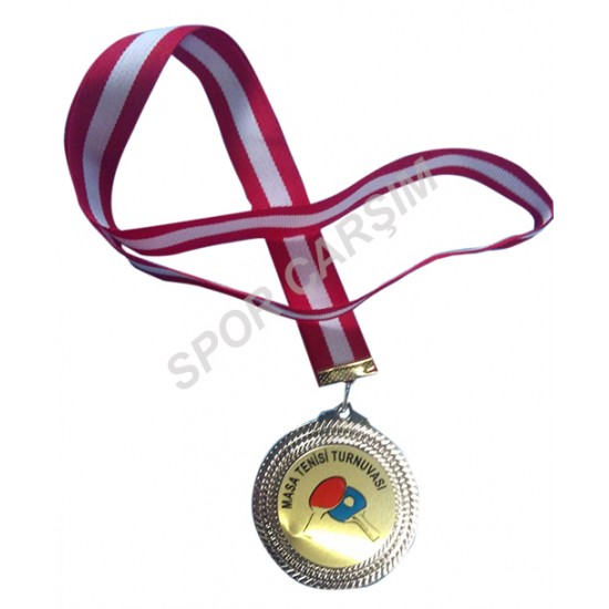 Altın Madalya 10 Adet Masa Tenisi Baskılı Figürü Krom Üzerine Baskılı