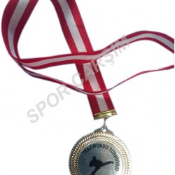 Altın Madalya 10 Adet Taekwondo Baskılı Figürü Krom Üzerine Baskılı