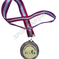 Altın Madalya 10 Adet Voleybol Baskılı Figürü Krom Üzerine Baskılı