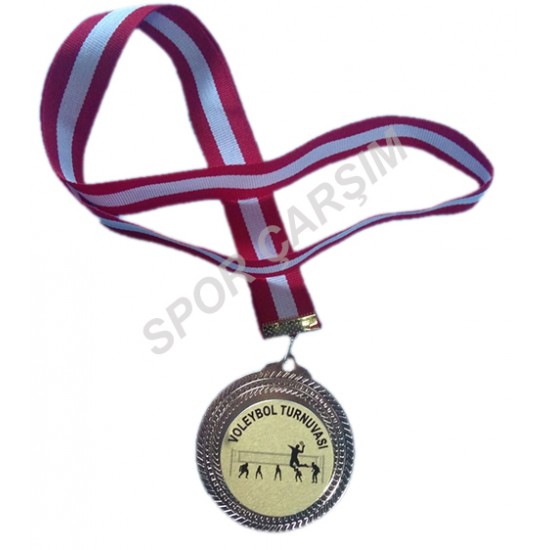 Altın Madalya 10 Adet Voleybol Baskılı Figürü Krom Üzerine Baskılı
