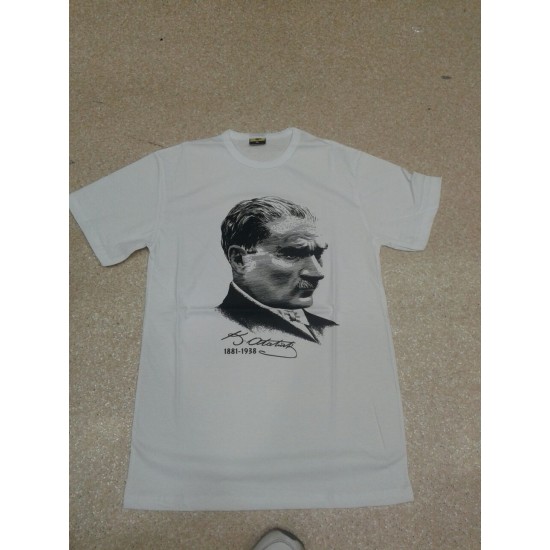 Atatürk Baskılı Tişört Çocuk Boy 1-16 Yaş Kaliteli Penye Siyah