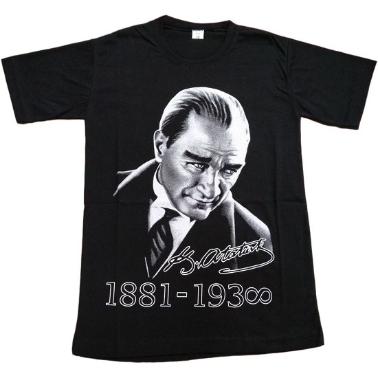 Atatürk Baskılı Tişört Yetişkin Boy S,M,L,XL Kaliteli Penye Beyaz