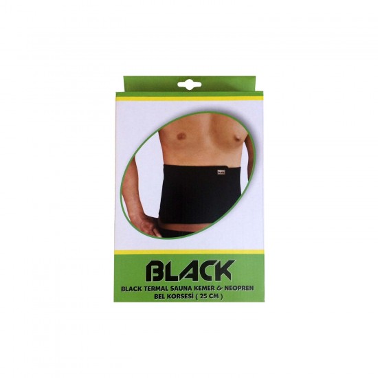 Black Black 25X120 Cm Termal Sauna Kemer Neopren Bel Korsesi
