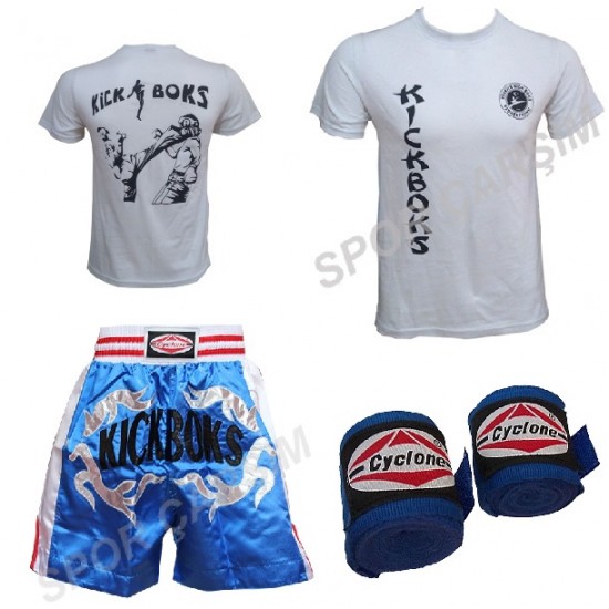Cyclone Kickboks Şortu,Evox Kickboks Tişört,Bandaj Kickboks Seti