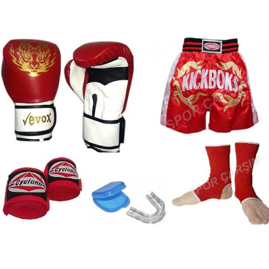 EVOX Boks Eldiveni,Kickboks Şortu,Ayak Çorabı,Bandaj,Dişlik Seti,S,M,L,XL