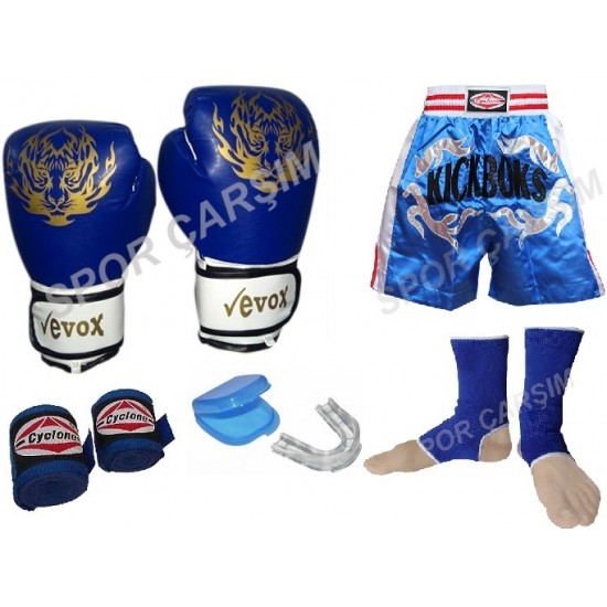 EVOX Boks Eldiveni,Kickboks Şortu,Ayak Çorabı,Bandaj,Dişlik Seti,S,M,L,XL