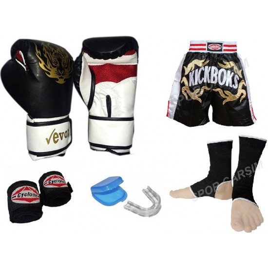 EVOX Boks Eldiveni,Kickboks Şortu,Ayak Çorabı,Bandaj,Dişlik Seti,S,M,L,XL