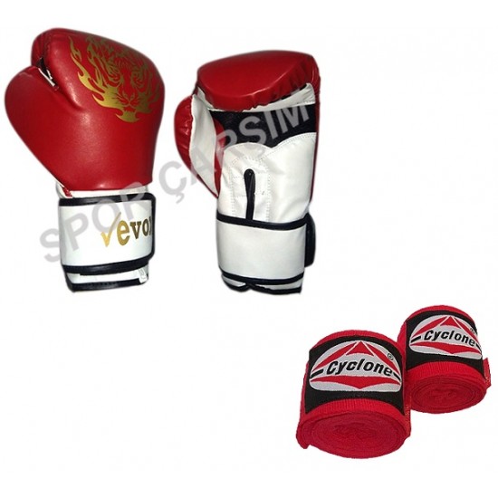 Evox Boks Eldiveni,Kickboks Eldiveni,Bandaj Seti Kırmızı