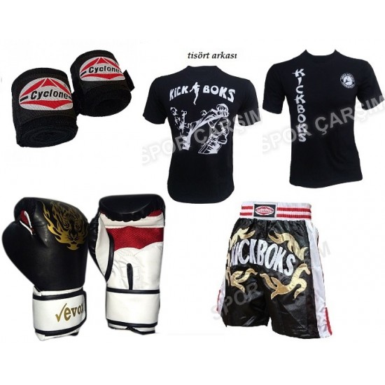 Evox Boks Eldiveni,Kickboks Şortu,Evox Kickboks Tişört,Bandaj Set