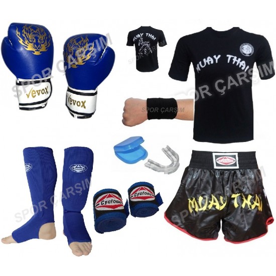 Evox Boks Eldiveni,Muay Thai Şortu,Tişört,Kavallık,Bandaj,Dişlik,S,M,L,XL