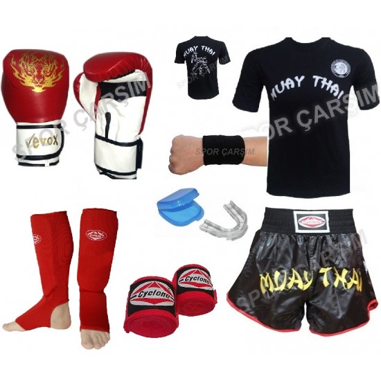 Evox Boks Eldiveni,Muay Thai Şortu,Tişört,Kavallık,Bandaj,Dişlik,S,M,L,XL