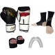 Evox Boks-Kickboks Eldiveni,Bandaj,Dişlik,Ayak Çorabı Set Kırmızı
