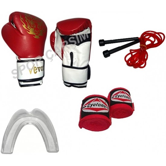 Evox Boks,Kickboks,Muay Thai Eldiven,Bandaj,Dişlik,Atlama İpi Set