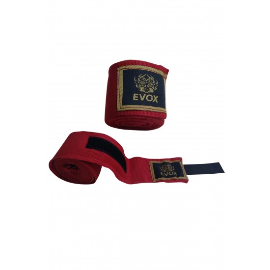 Evox Elastik Boks Kick Boks Muay Thai Bandajı Dokuma Elastik Bandaj 3,5 Metre Kırmızı