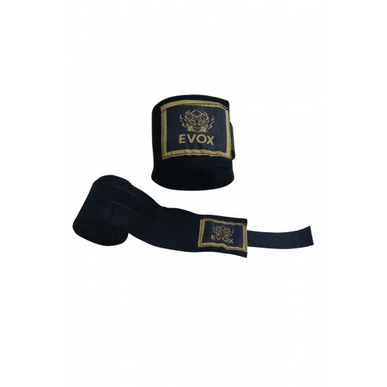 Evox Elastik Boks Kick Boks Muay Thai Bandajı Dokuma Elastik Bandaj 3,5 Metre Siyah