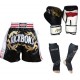 Evox Kickboks Eldiveni,Kickboks Şortu,Kickboks Kaval Koruyu Seti Siyah Renk