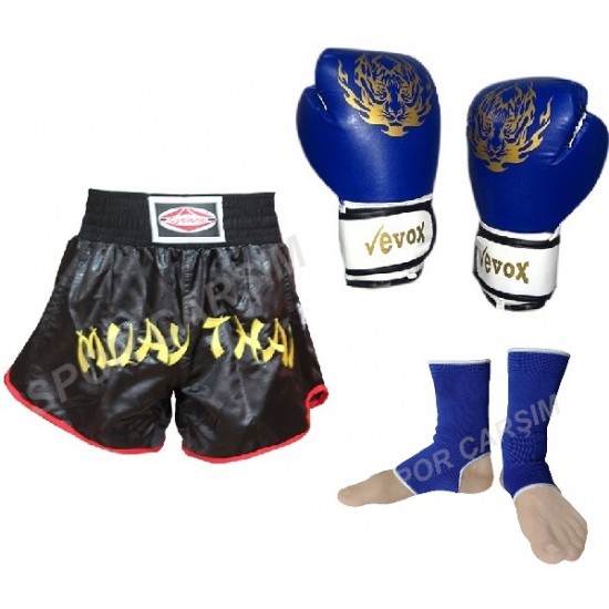 Evox Muay Thai Eldiveni,Muay Thai Şortu, Muay Thai Ayak Bilekliği Seti S,M,L,XL