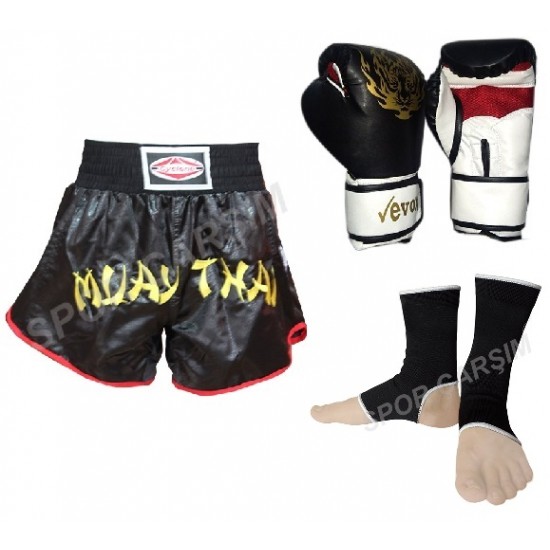 Evox Muay Thai Eldiveni,Muay Thai Şortu, Muay Thai Ayak Bilekliği Seti S,M,L,XL