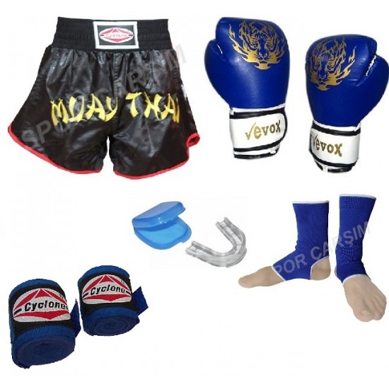 Evox Muay Thai Eldiveni,Muay Thai Şortu,Ayak Çorabı,Bandaj,Dişlik Seti