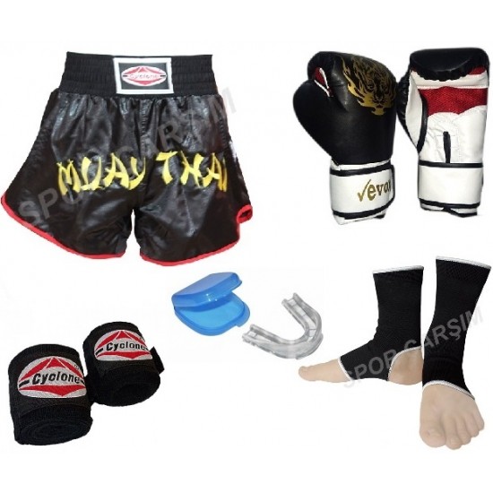 Evox Muay Thai Eldiveni,Muay Thai Şortu,Ayak Çorabı,Bandaj,Dişlik Seti