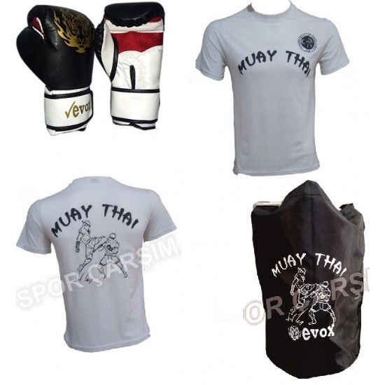 Evox Muay Thai Eldiveni,MuayThai Tişörtü Beyaz,Muay Thai Çantası
