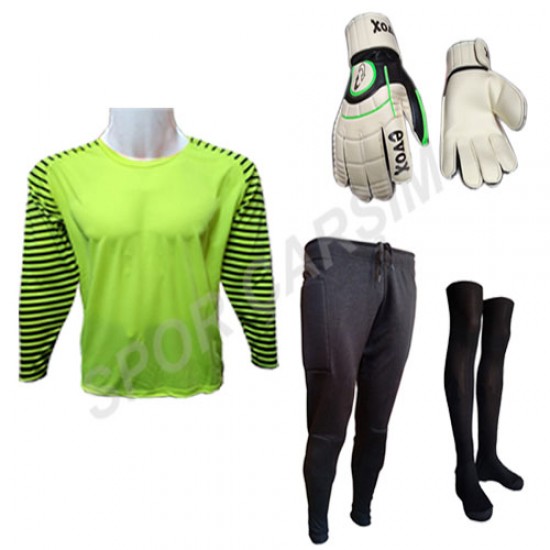 Evox Profesyonel Kaleci Forma,Pantolon,Lüx Çorap,Kaleci Eldiveni Set-Sarı Çocuk-Yetişkin Boy
