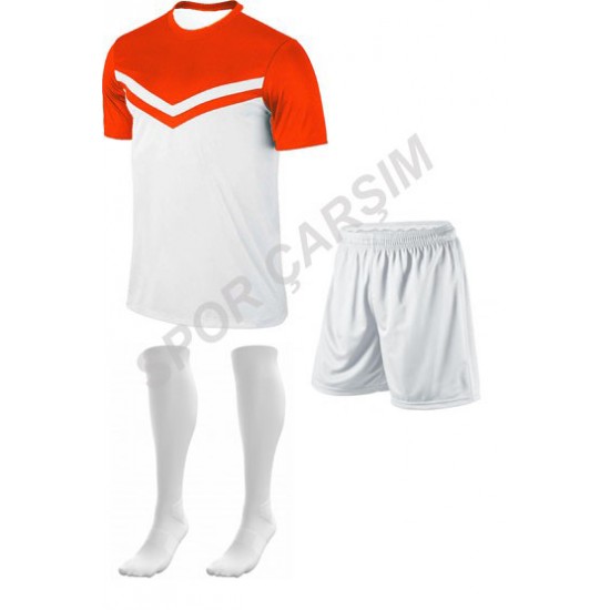 Futbol Falcon11 Forma,Şort,Lüks Çorap Beyaz-Turuncu