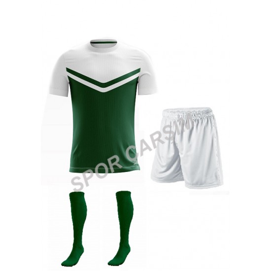 Futbol Falcon14 Profesyonel Forma,Şort,Lüks Çorap Açık Beyaz-Yeşil