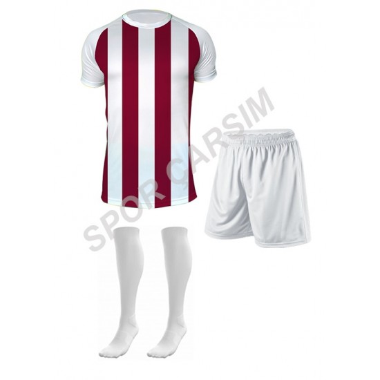 Futbol Madrid2 Profesyonel Forma,Şort,Lüks Çorap Bordo-Beyaz