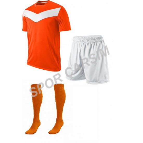 Futbol Maks13 Profesyonel Forma,Şort,Lüks Çorap Turuncu-Beyaz