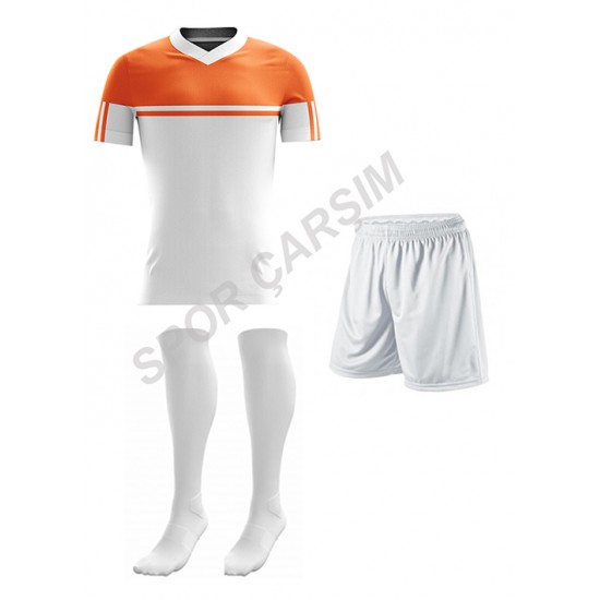 Futbol Retro5 Forma,Şort,Lüks Çorap Beyaz-Turuncu