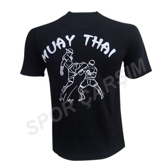 Muay Thai Tişörtü,Likralı Penye Kumaş Siyah S,M,L,XL