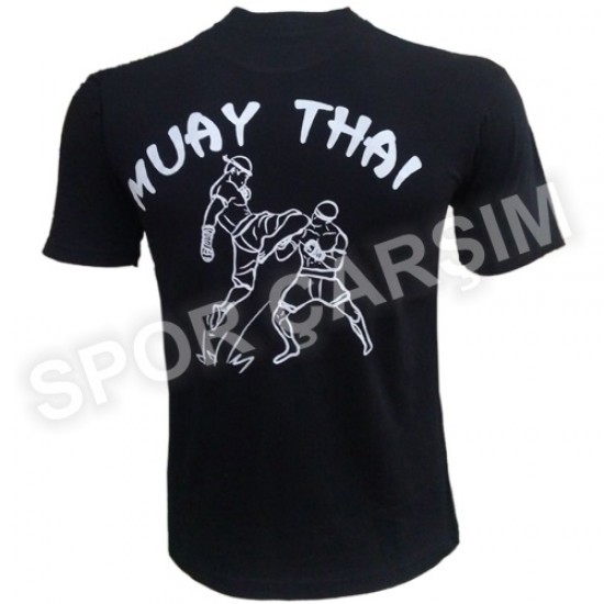 Muay Thai Tişörtü,Likralı Penye Kumaş Siyah S,M,L,XL