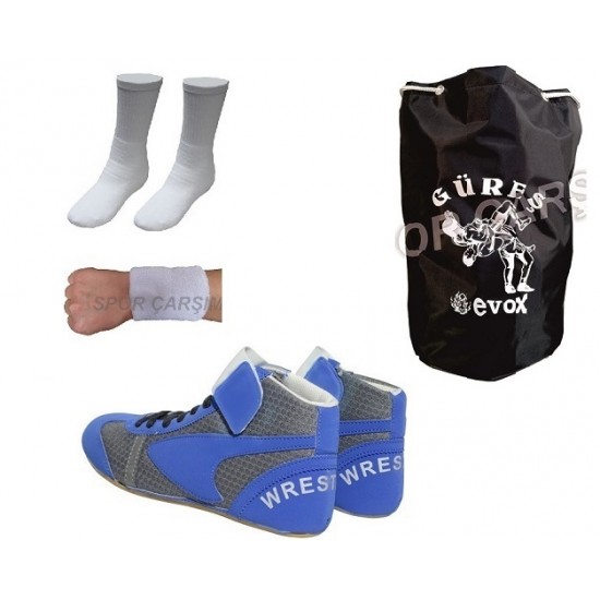 Schimilton Güreş Ayakkabısı Yetişkin,Evox Güreş Çanta,Çorap,Havlu Bileklik 35-44 Numara